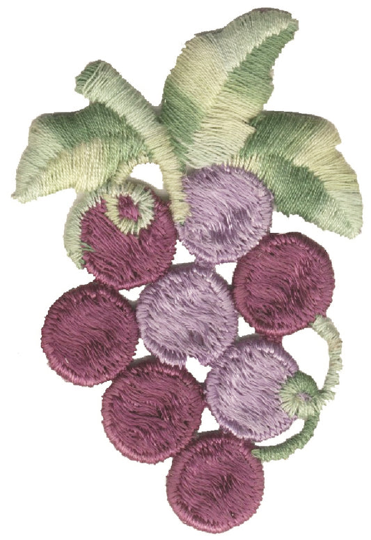 Grape bunch embroidered applique patch.