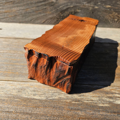 Handmade Wood Box with Redwood Tree Engraved Rustic Handmade Curly Wood #600 California Redwood Jewelry Box Storage Box