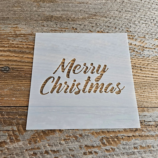 Merry Christmas Stencil Reusable Cookie Decorating Craft Painting Windows Signs Mylar Many Sizes Christmas Winter Merry Christmas Script