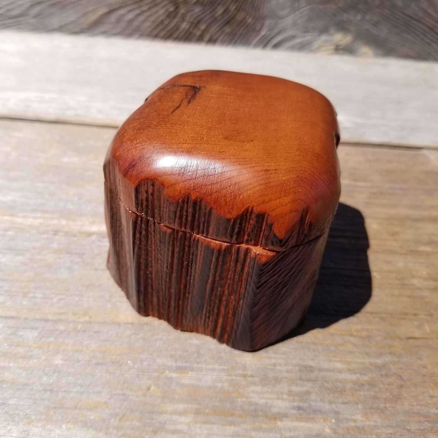 Wood Ring Box Redwood Rustic Handmade California #621 Storage Live Edge Mini Birthday Gift Christmas Gift Mother's Day Gift