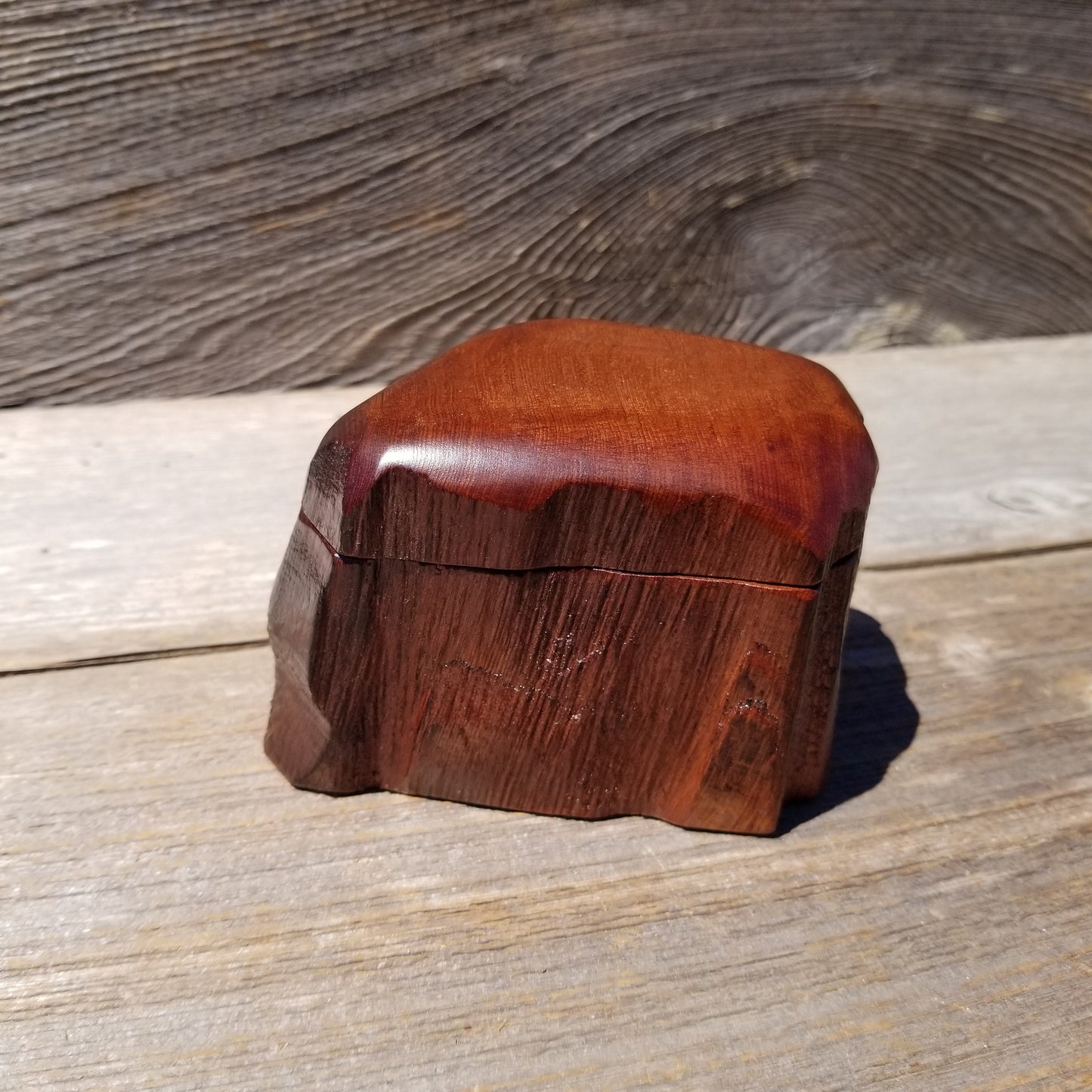 Wood Ring Box Redwood Rustic Handmade California Storage Live Edge Mini #635 Birthday Gift Christmas Gift Mother's Day Gift