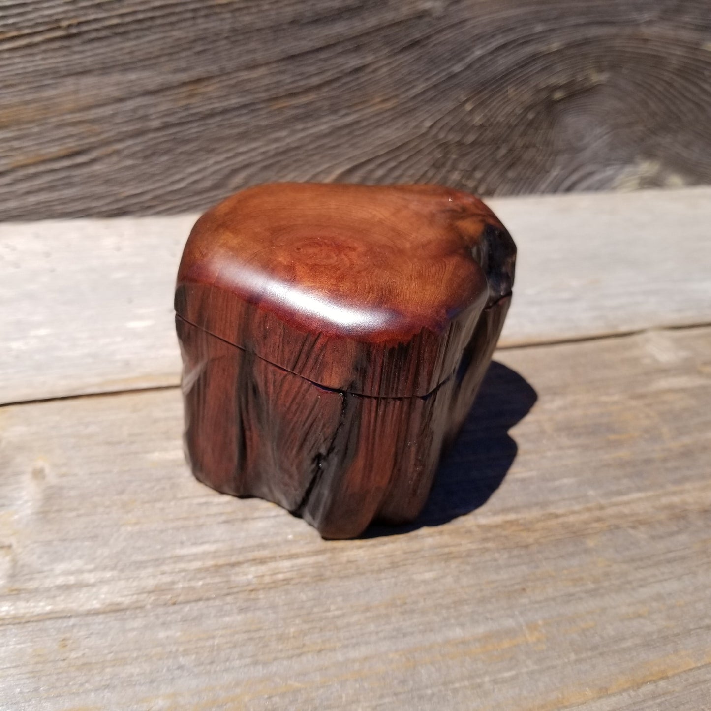 Wood Ring Box Redwood Rustic Handmade California #640 Storage Live Edge Mini Birthday Gift Christmas Gift Mother's Day Gift