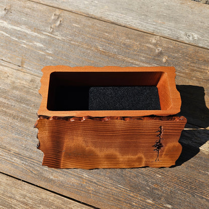 Handmade Wood Box with Redwood Tree Engraved Rustic Handmade Curly Wood #600 California Redwood Jewelry Box Storage Box