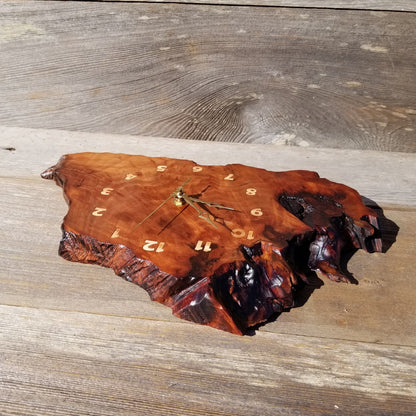 Wood Clock Wall Hanging Redwood Handmade Burl #555 Housewarming Gift Realtor Gift Redwood Burl Wall Clock Small