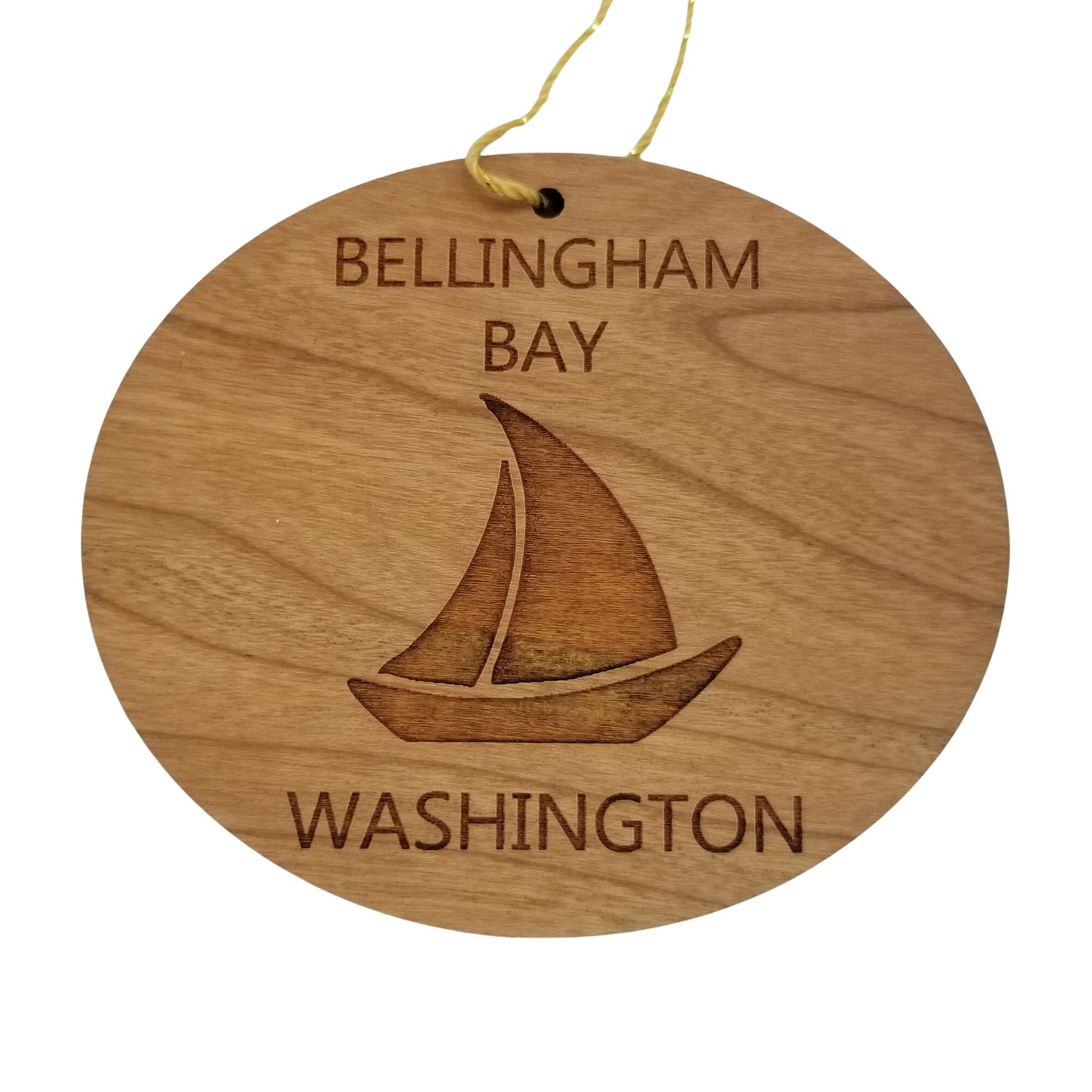 Bellingham Bay Washington Ornament - Handmade Wood Ornament - WA Souvenir Sailing Sailboat - Christmas Ornament 3 Inch