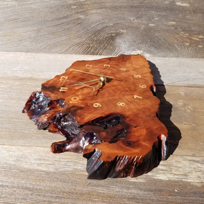 Wood Clock Wall Hanging Redwood Handmade Burl #555 Housewarming Gift Realtor Gift Redwood Burl Wall Clock Small