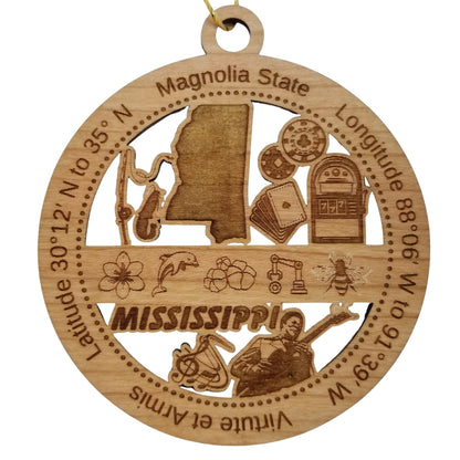 Wholesale Mississippi Wood Ornament - MS Souvenir - Handmade In The USA