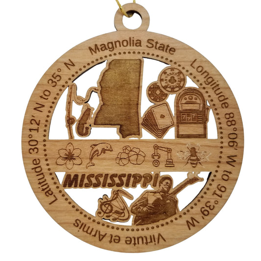 Wholesale Mississippi Wood Ornament - MS Souvenir - Handmade In The USA