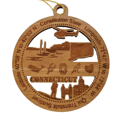 Wholesale Connecticut Wood Ornament -  CT Souvenir - Handmade