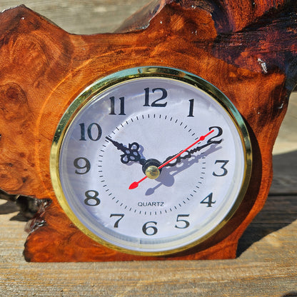 Redwood Burl Clock Table Shelf Mantle Desk Office Gifts for Men #647 Sitting Wood Christmas Gift Handmade