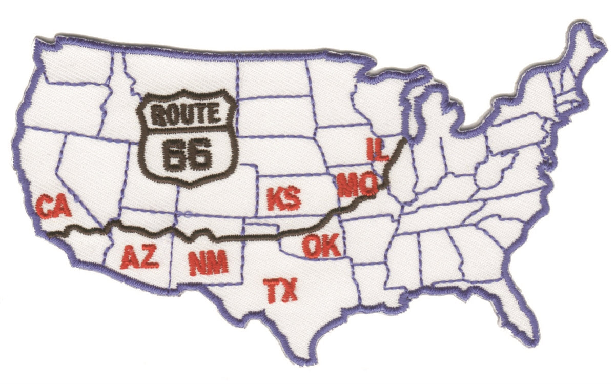 ROUTE 66 map souvenir embroidered patch