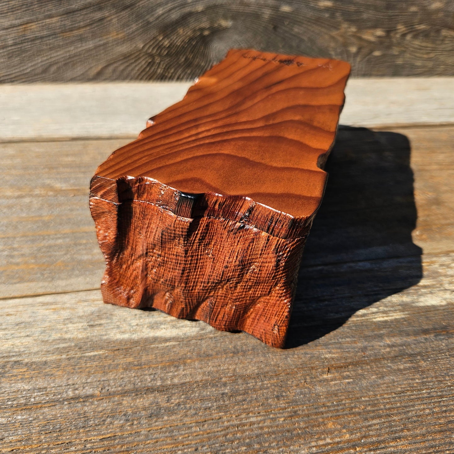 Handmade Wood Box with Redwood Tree Engraved Rustic Handmade Wood #602 California Redwood Jewelry Box Storage Box