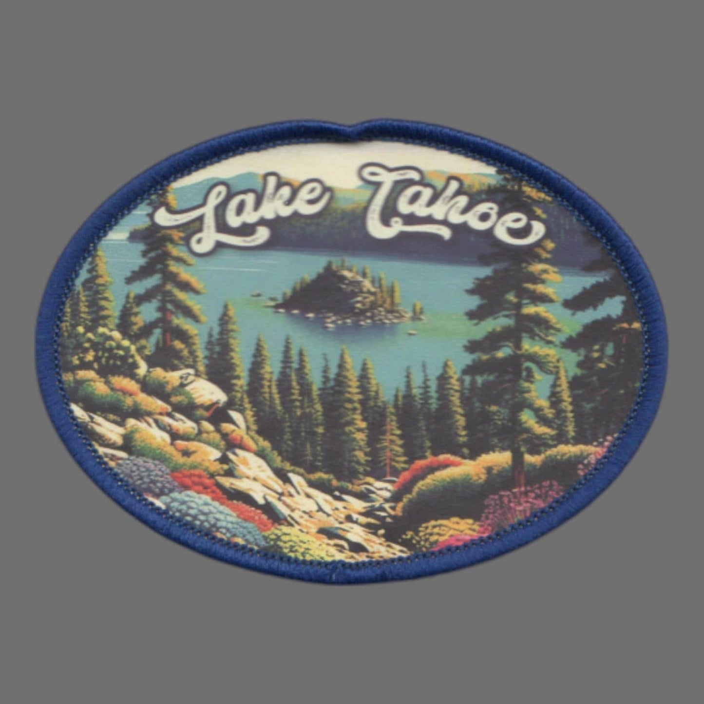 Lake Tahoe Patch – California Travel Souvenir Patch 3" Iron On Sew On Embellishment Mountains Trees Oval