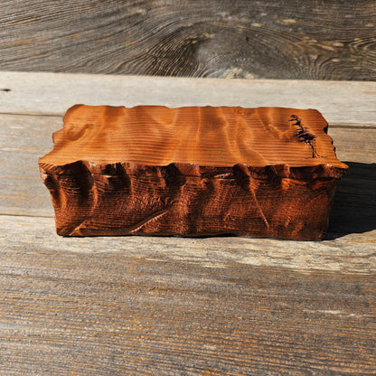 Redwood Jewelry Box Curly Wood Engraved Rustic Handmade California #610 Memento Box, Mom Gift, Anniversary Gift