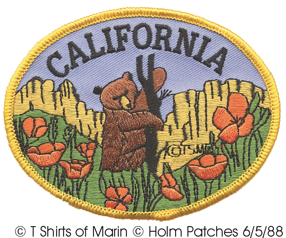 CALIFORNIA bear & poppy embroidered patch