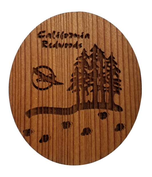 Trees Eagle Tracks Magnet Handcrafted Wood Souvenir California Redwood Handmade in USA - M4007