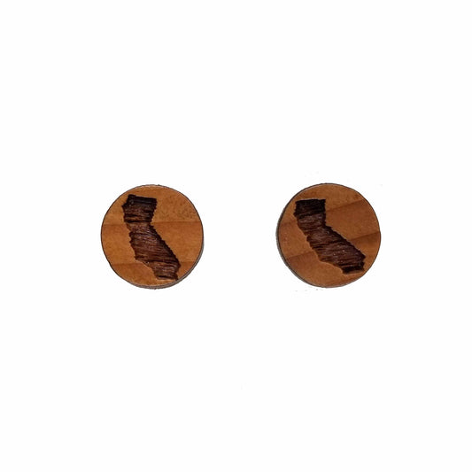 California Shape Earrings - CA State Wood Earrings - Post Stud Earrings