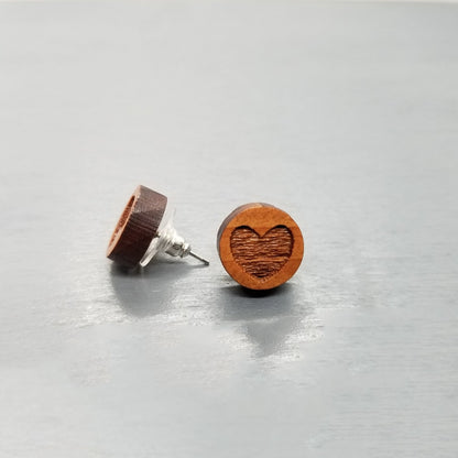 Wholesale Heart Earrings - Wood Earrings - Wood Post Stud Earrings