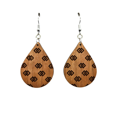 Wood Earrings - Double Diamonds Boho Lightweight Engraved Teardrop Wood Earrings - Dangle Earrings - Gift - Drop Earrings