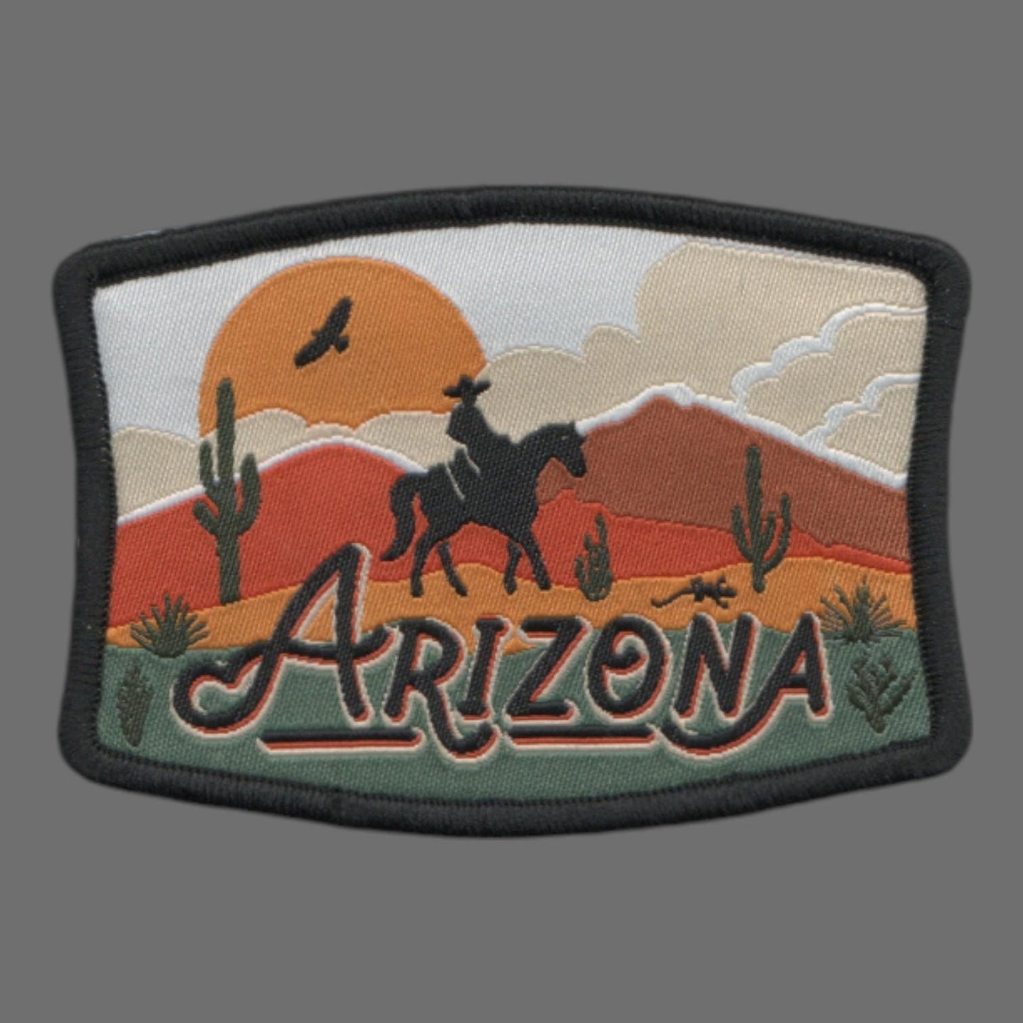 Arizona Patch – AZ Cowboy Horse Cacti Souvenir – Travel Iron On Applique CO Patch Embellishment 3.13" Woven Badge Emblem