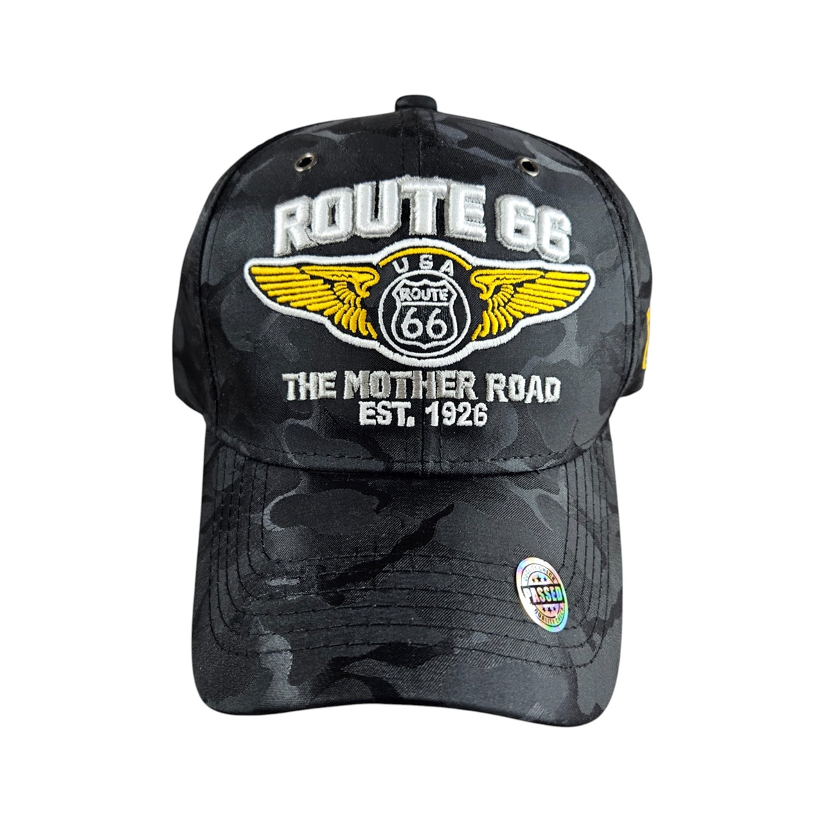 ROUTE 66 Mother Road Black Camo Cap or Hat