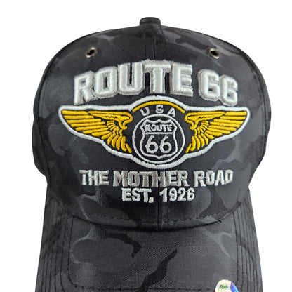 ROUTE 66 Mother Road Black Camo Cap or Hat