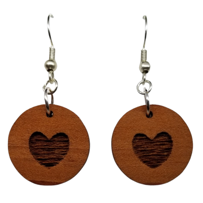 Redwood Earrings - Heart Wood Earrings - California Redwood Dangle Earrings - CA Souvenir Keepsake