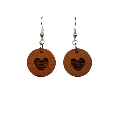 Wholesale Redwood Earrings - Heart Wood Earrings - California Redwood Dangle Earrings - CA Souvenir Keepsake