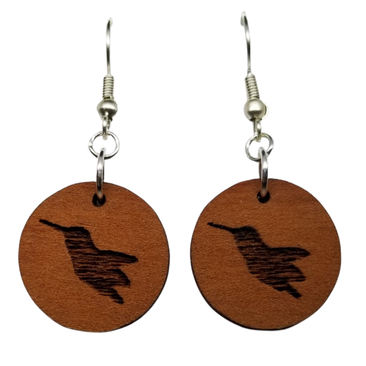 Redwood Earrings - Hummingbird Wood Earrings - California Redwood Dangle Earrings - CA Souvenir Keepsake