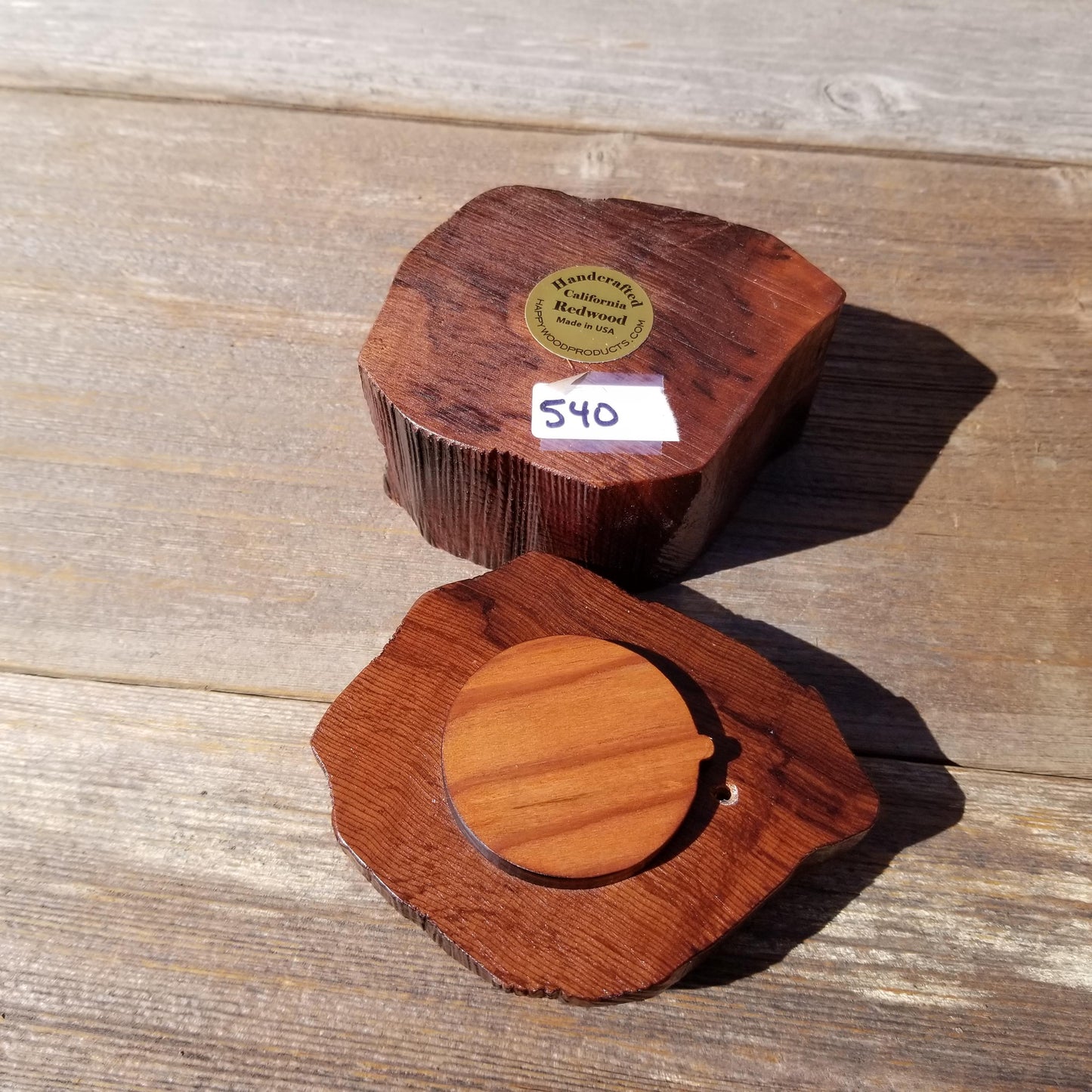 Wood Ring Box Redwood Rustic Handmade California #540 Storage Live Edge Mini Birthday Gift Christmas Gift Mother's Day Gift