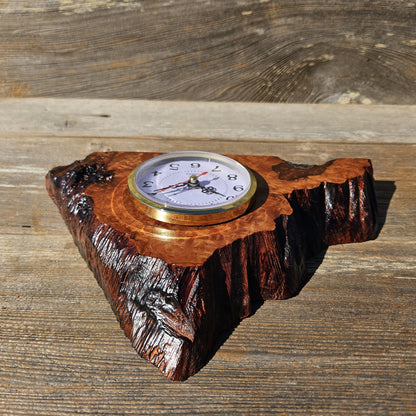 Redwood Burl Wood Clock Mantle Desk Office Gifts for Men Sitting Wood Birdseye Table Shelf #655