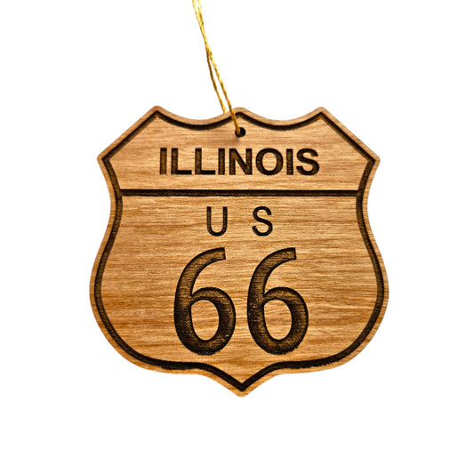 Route 66 Ornament - Illinois - Christmas Road Sign Wood