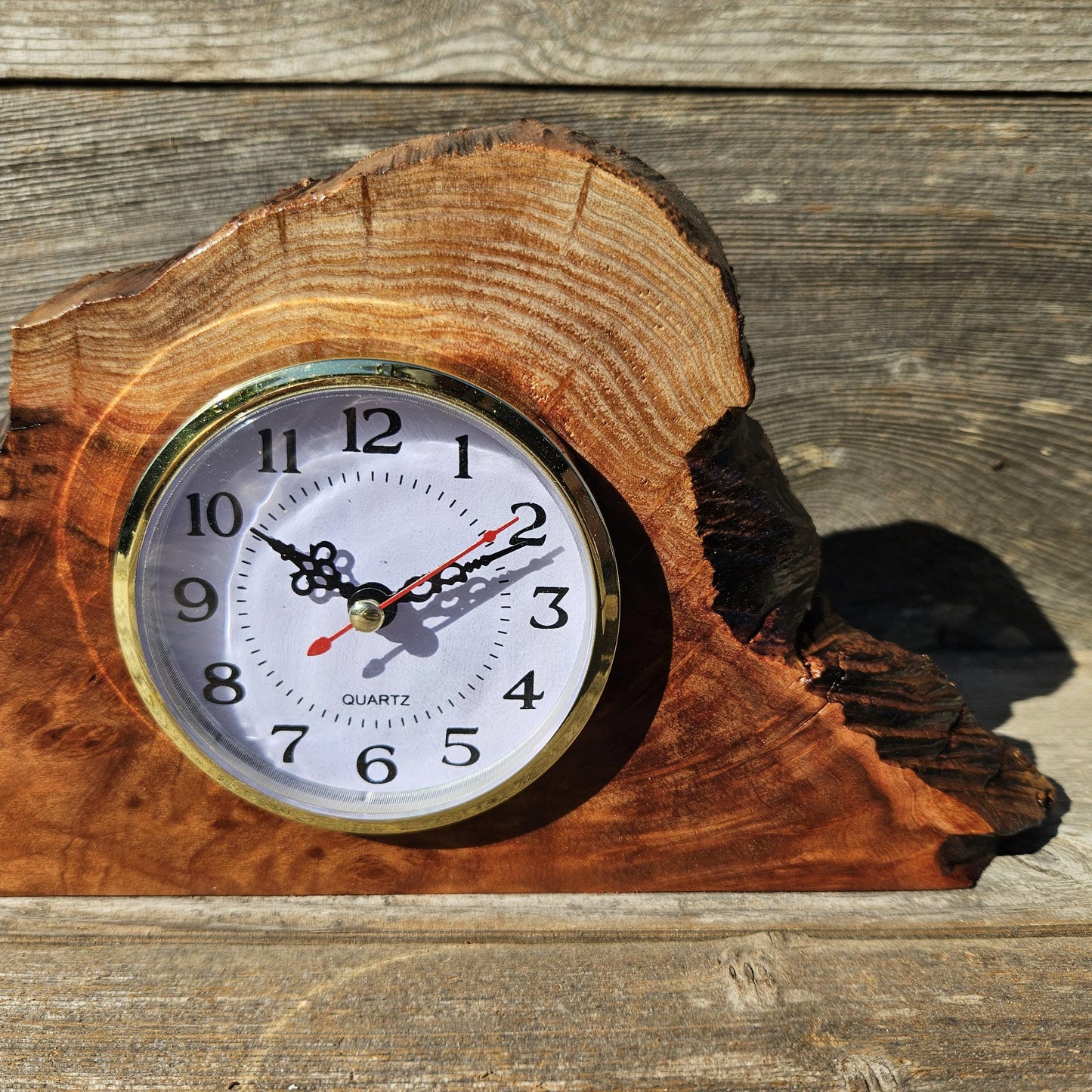 Redwood Burl Clock Table Shelf Mantle Desk Office Gifts for Men #654 Sitting Wood Christmas Gift Handmade