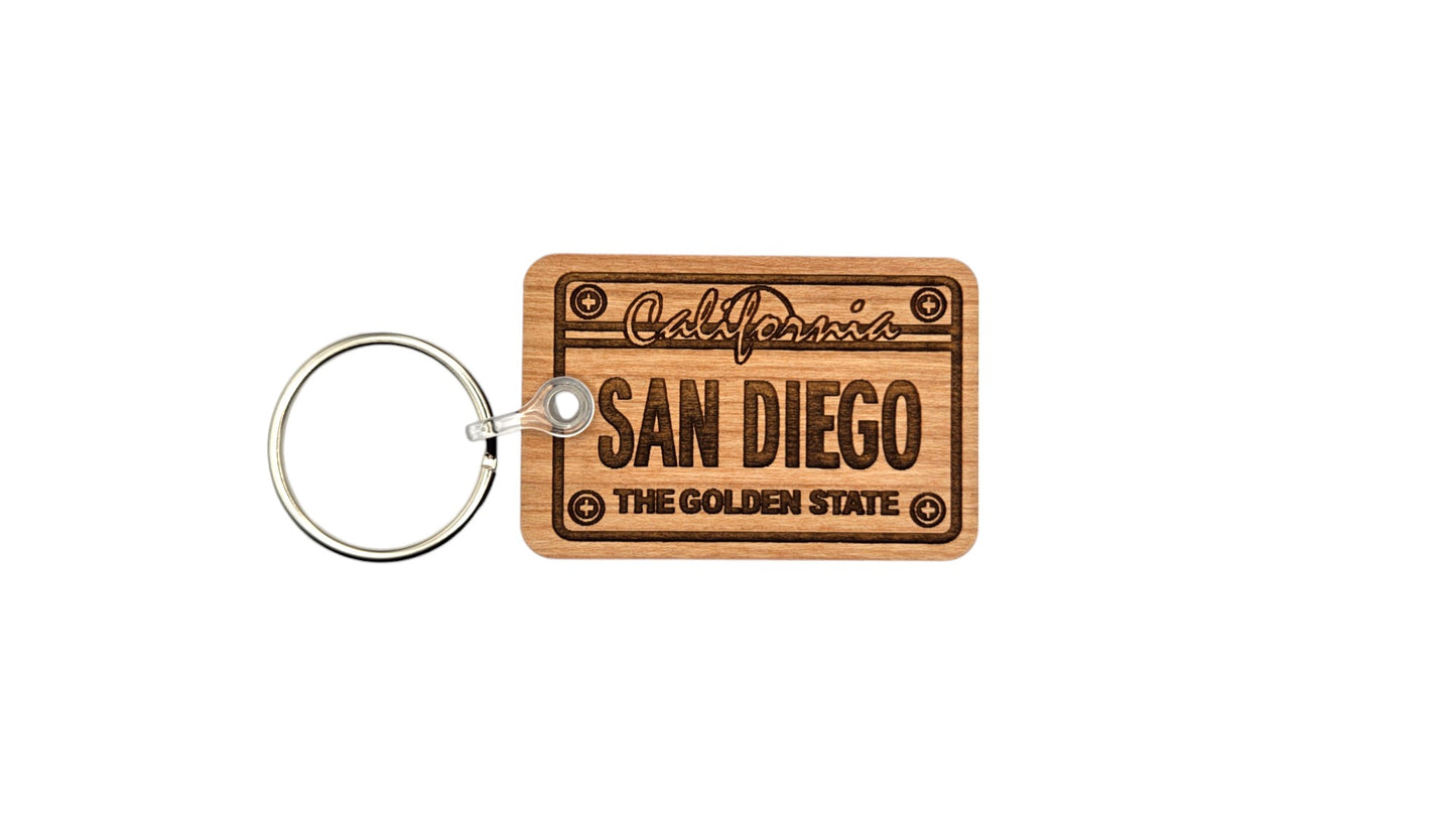 San Diego License Plate California Keychain Wood Keyring Souvenir Key Ring Key Chain