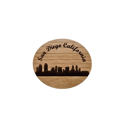 San Diego CA Skyline Wood Magnet Souvenir