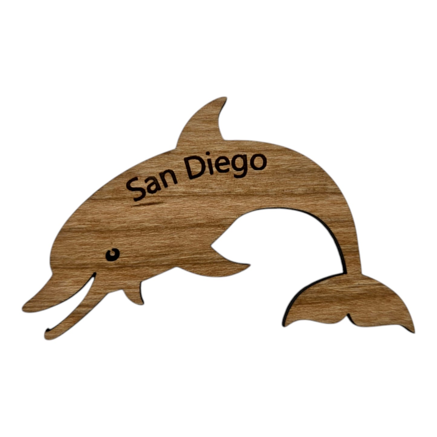 San Diego CA Cutout Dolphin Wood Magnet Souvenir