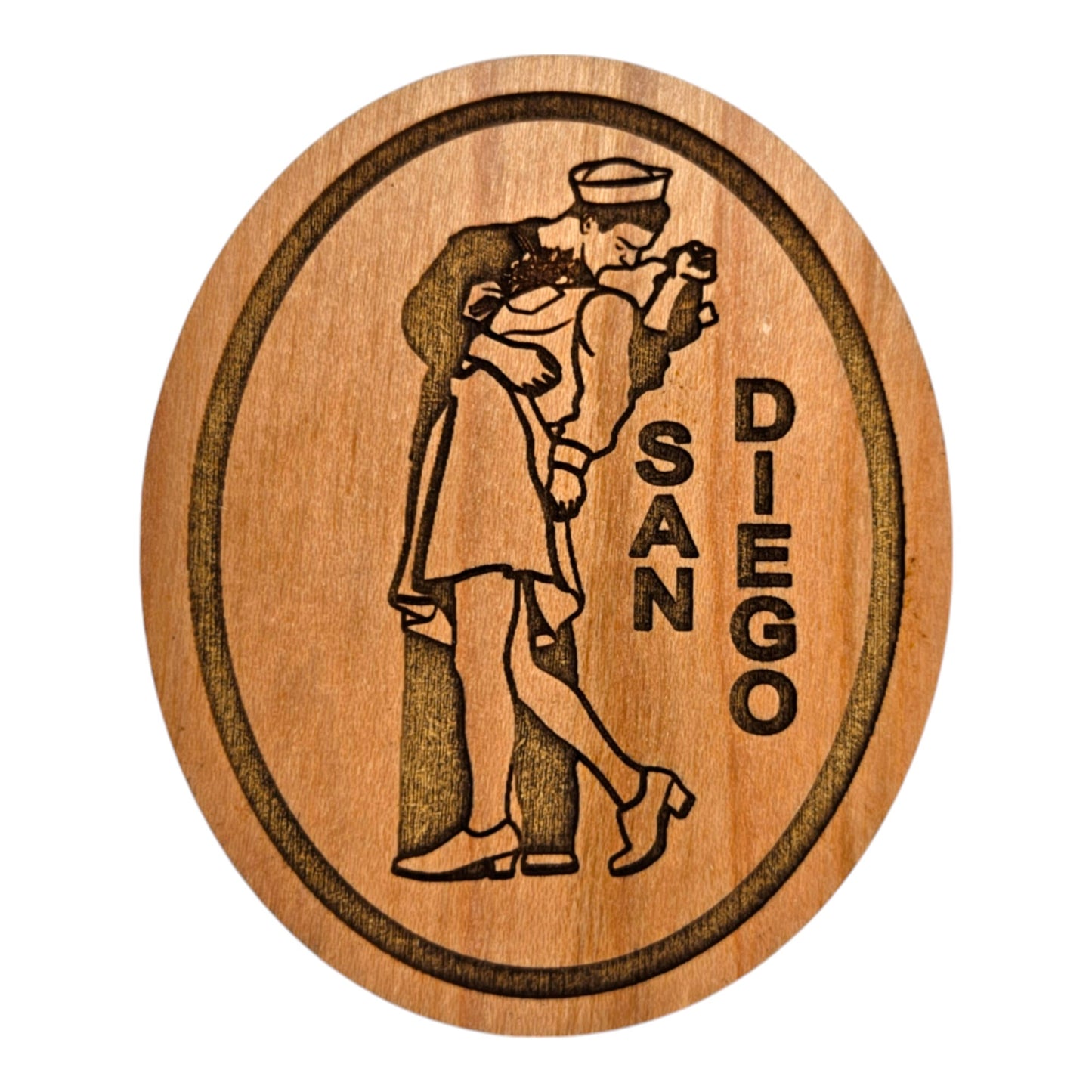 San Diego Nurse and Sailor Kissing Wood Souvenir Magnet