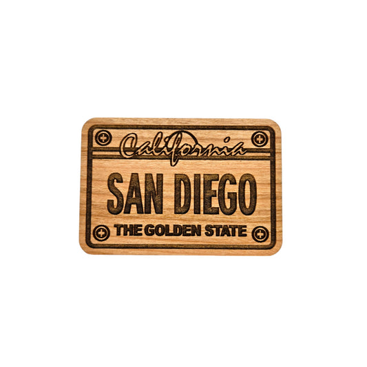 San Diego CA License Plate Wood Magnet Souvenir