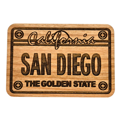 San Diego CA License Plate Wood Magnet Souvenir