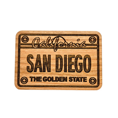 San Diego CA License Plate Wood Magnet Souvenir