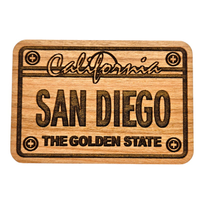 San Diego CA License Plate Wood Magnet Souvenir