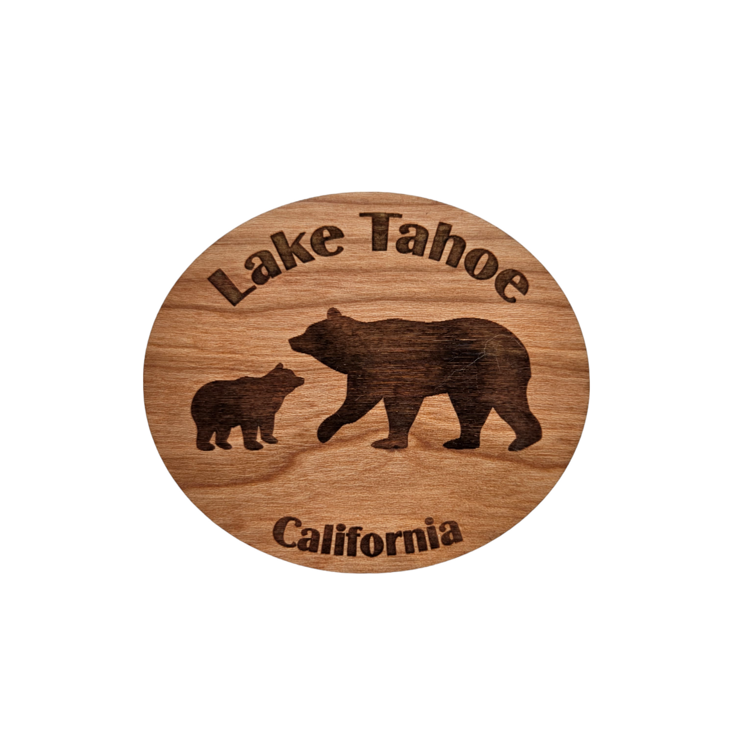 Wholesale Lake Tahoe Mama Bear and Cub Magnet Wood Souvenir