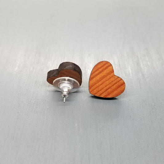 Wholesale Wood Earrings - Med Heart Wood Earrings - Stud Earrings - Post Earrings