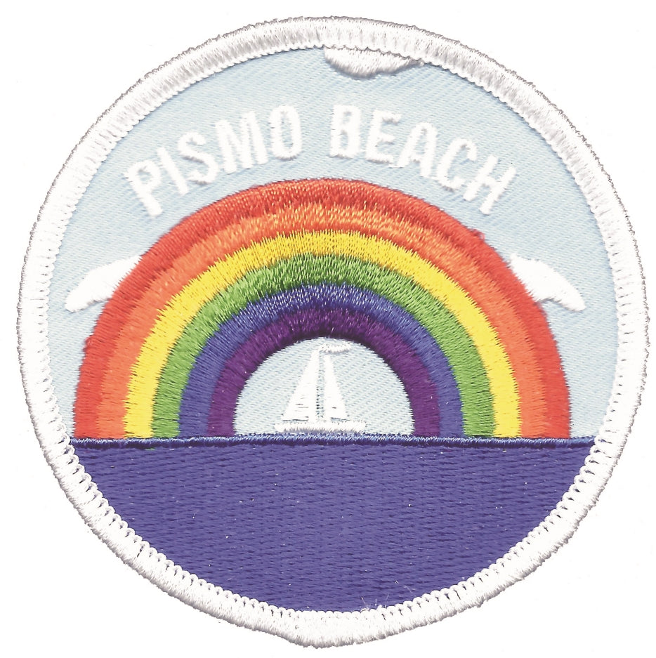 PISMO BEACH rainbow sailboat embroidered patch