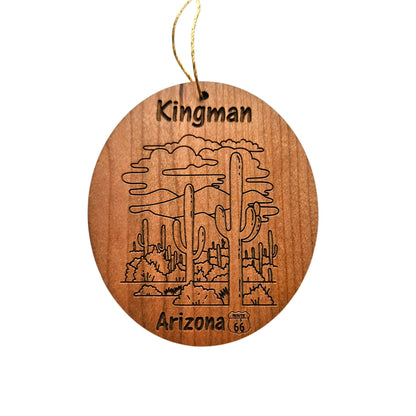 Wholesale Kingman Arizona Ornament - Cactus Cacti Clouds Handmade Wood Ornament