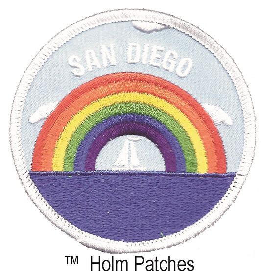 SAN DIEGO rainbow sailboat embroidered patch