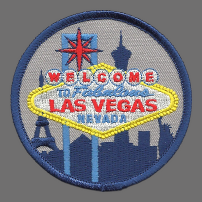 Nevada Patch Welcome to Fabulous Las Vegas Famous Sign 3" Circle Iron On Nevada Souvenir Embroidered