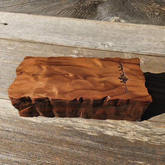 Handmade Wood Box with Redwood Tree Engraved Rustic Handmade #614 California Redwood Jewelry Box Storage Box