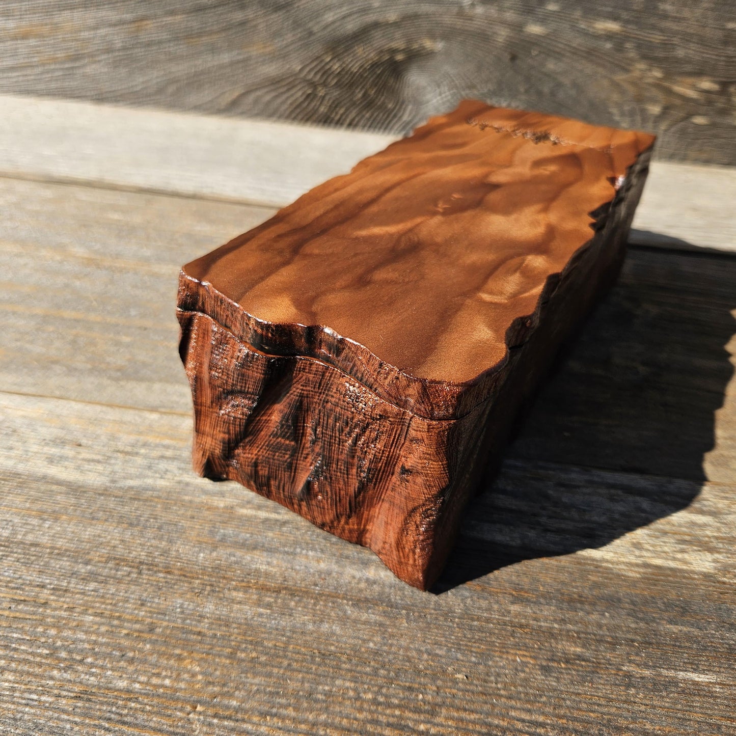 Handmade Wood Box with Redwood Tree Engraved Rustic Handmade #614 California Redwood Jewelry Box Storage Box