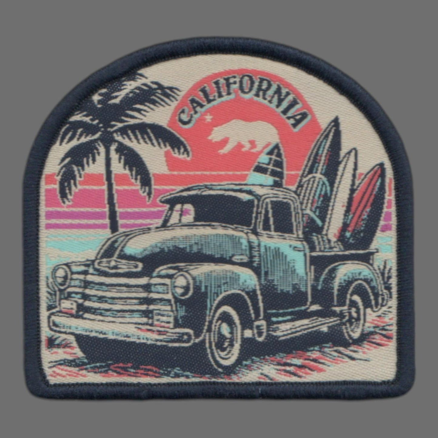 California Patch – CA Surfing Retro Truck Souvenir – Travel Iron On Applique CO Patch Embellishment 2.75" Woven Badge Emblem